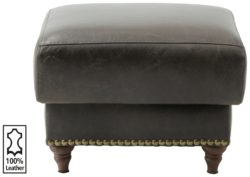 Heart of House - Argyll Studded - Leather Footstool - Chocolate